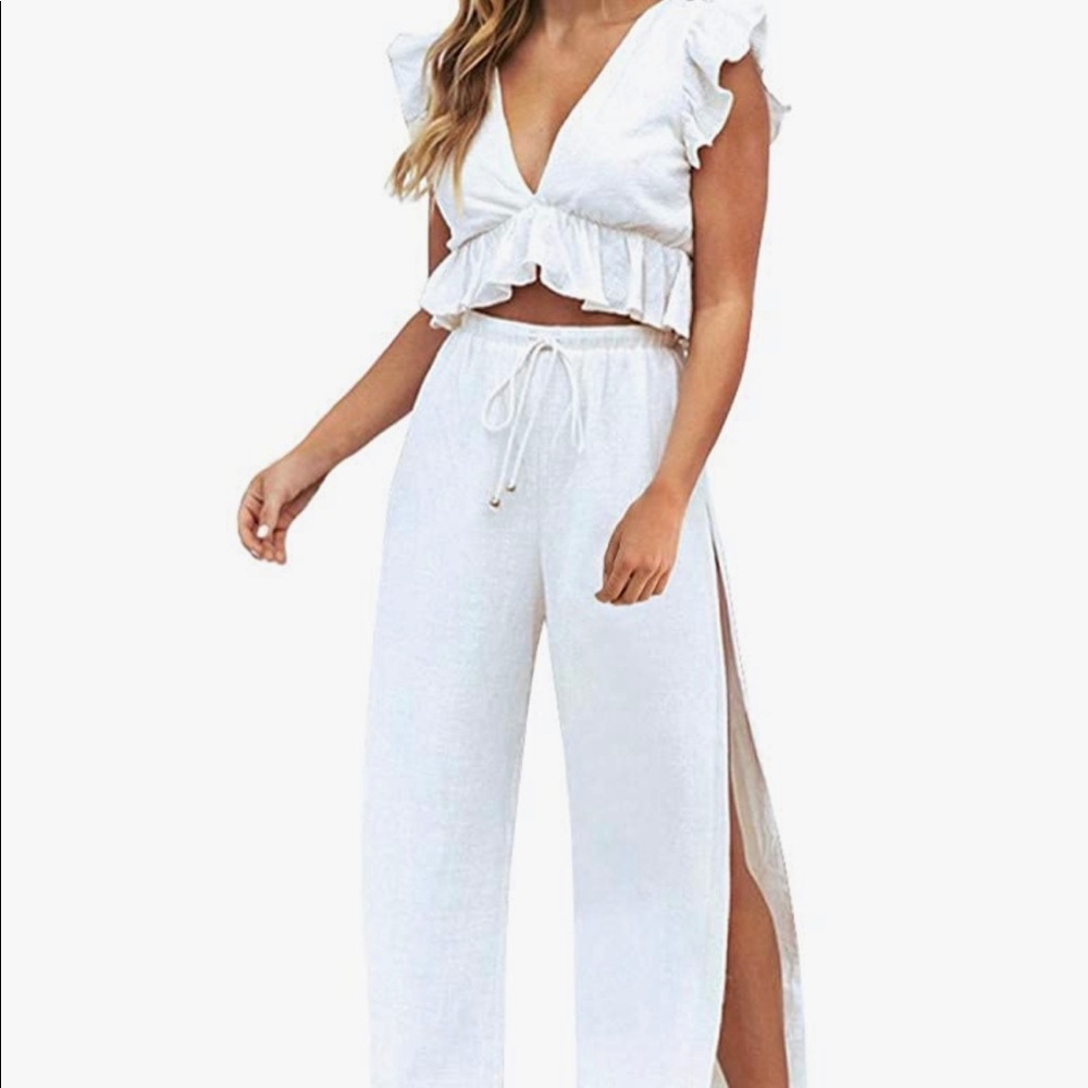 White side slit jumpsuit